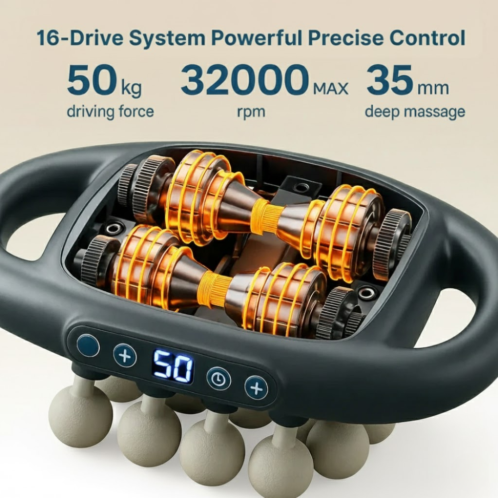 Solfix 16-Head Deep Tissue Body Massager Gun